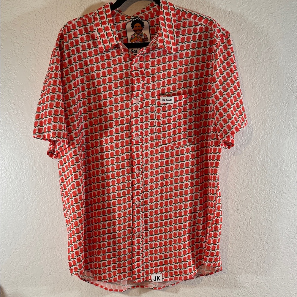 JK Collection By Old Smoke Floral Button Down Chest Pocket Mens Size XL